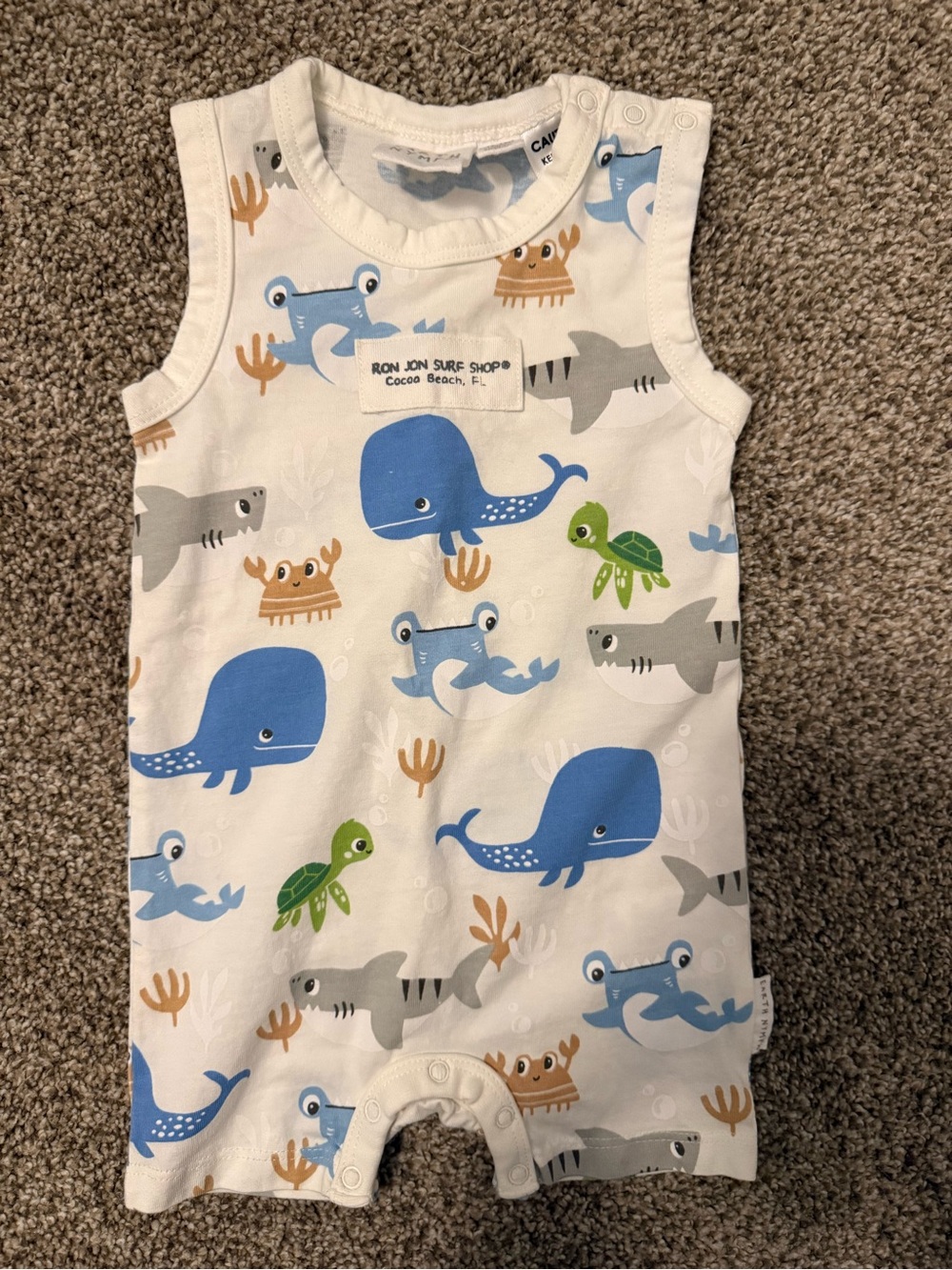 NWOT Ron Jon Surf Shop Ocean Animals Cotton Romper - Blue & Green